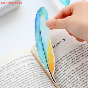 30pcs/Pack Cute Creative Colorful Feather Paper Bookmark Sta