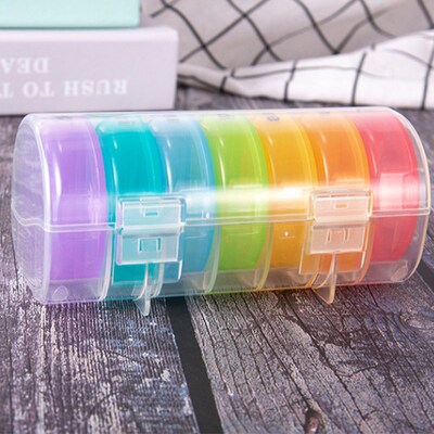 Rainbow 7 Days Pill Box Organizer Plastic Storage Box Contai