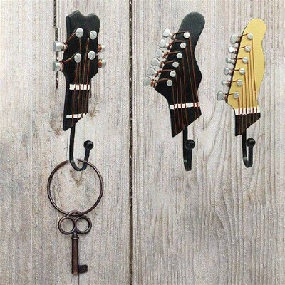 3Pcs Creative Resin Hook Guitar Head Shaped Hanger Resin