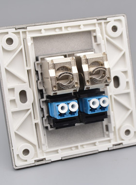 黑色光纤超六类网线口插座2个CT电脑屏蔽千兆网络LC光钎面板