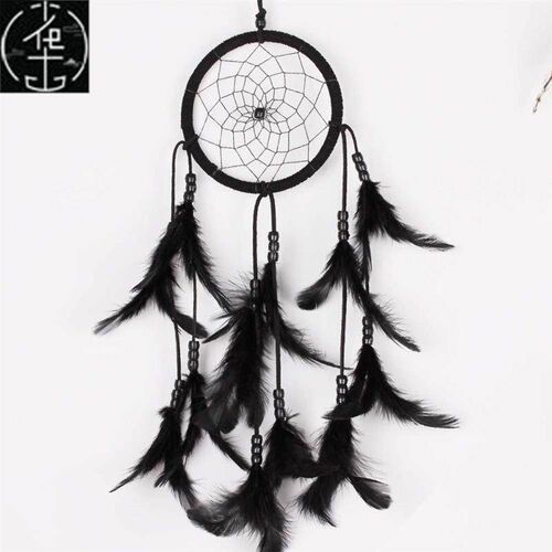 Dream Catcher Circular With Black Feathers Wall Hanging Deco