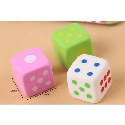 Cute 3 Pcs/set Novelty Dice Shaped Erasers 3D Candy Color Ru