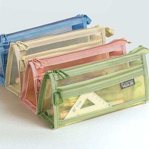 Pen case Transparent mesh student test stationery case Child