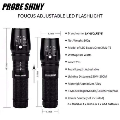 PROBE SHINY PLUG EU 5000 Lumens G700 X800 LED XM-L T6 Zoom f