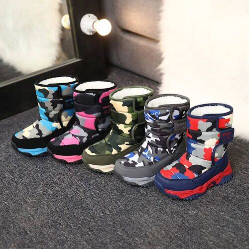 2024 Winter Children Shoes Plush Waterproof Fabric Non-Slip