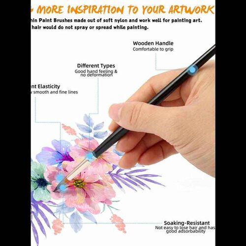 12pcs Paint Brushes Set Professional Paint Brush Round Point