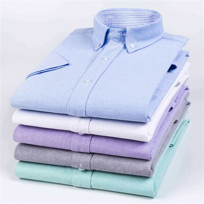Summer New Cotton Short-sleeved Shirt Mens Anti-wrinkle Com