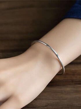 FOLKs Foot Silver  Retro Simple Silver Brlet Laser Ping An