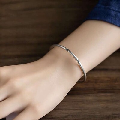 FOLKs Foot Silver  Retro Simple Silver Brlet Laser Ping An