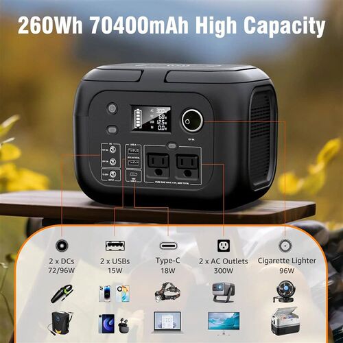 300W 260Wh Portable Power Station with Solar Panels 40W Sola