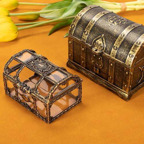 Vintage Transparent Pirate reasure Storage Box Organizer Ear