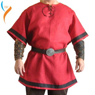 Viking Warrior Medieval Tunic Costume Renaissance Coat Red