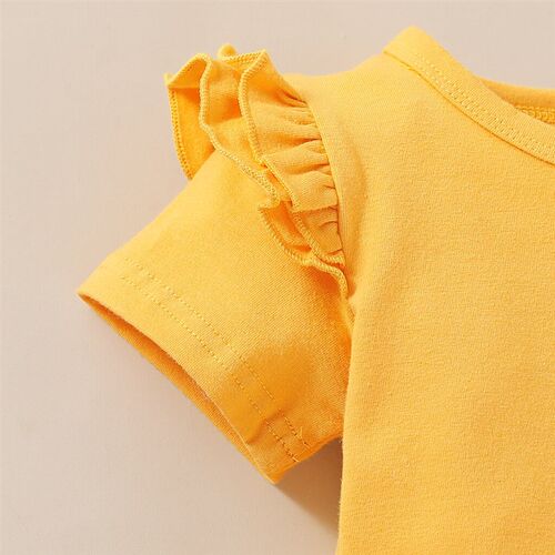 1-5Y Kid Girl 3PCS Summer Clothes Set Short Sleeve Solid Col