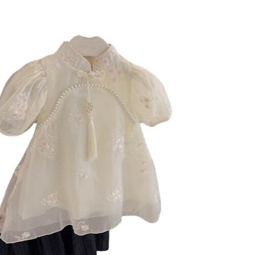 Girls Cheongsam Dress Summer 2024 New Childrens Clothing Gi