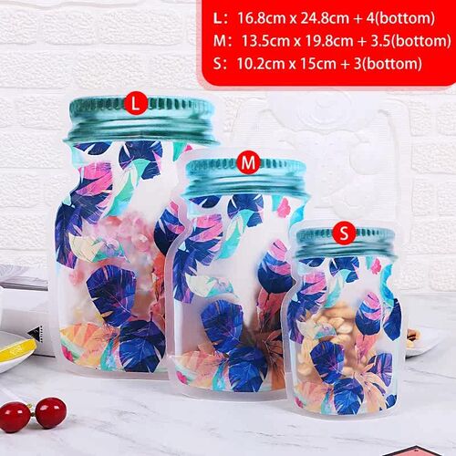 10pcs Reusable Bag Mason Jar Bottles Nuts Cookies Zipper Sea