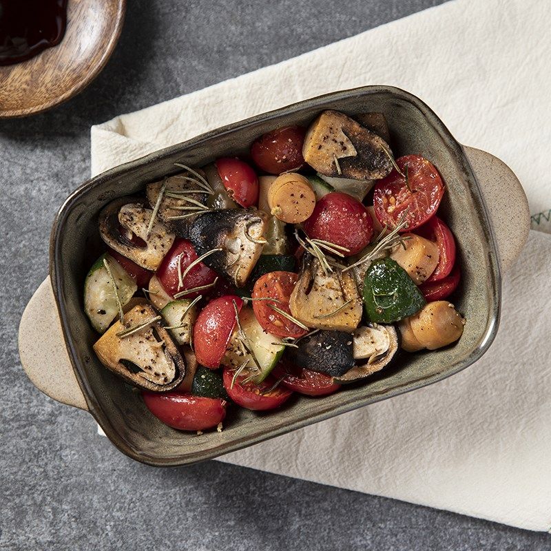 清墨耳方盘陶瓷烤盘商用长方形烤箱专用盘子西餐餐盘创意早餐盘