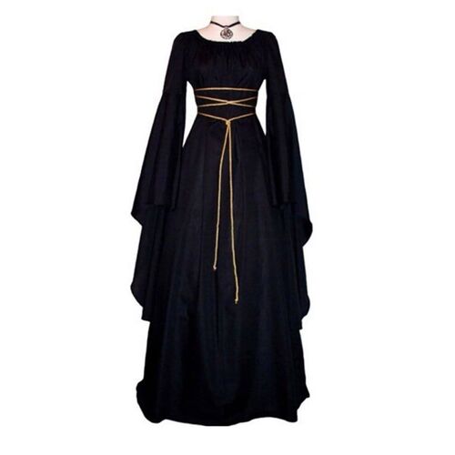 Medieval Cosplay Vampire Witch Maxi Dress Gothic Retro Long