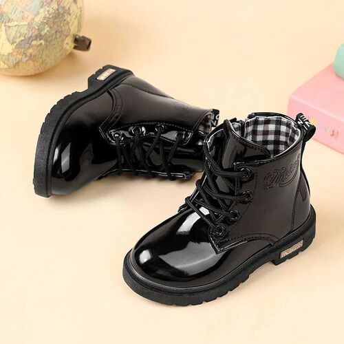 2025 New Winter Children Shoes PU Leather Waterproof Plush B