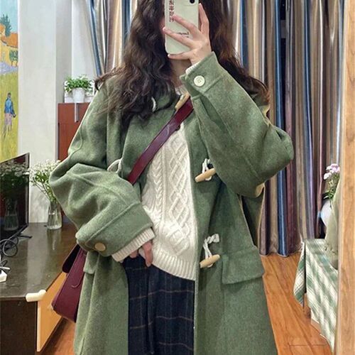 Cotvotee Solid Wool Coats for Women 2023 Autumn Winter New L