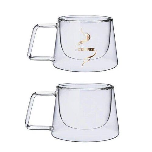 Anti Scalding Double glass Cup with Handle Heat Resistant