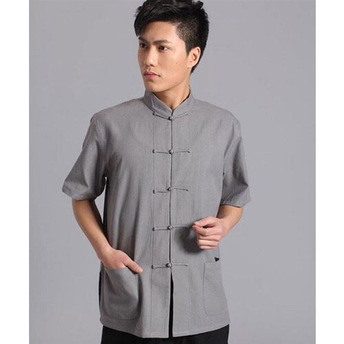 Umorden Short Sleeve Cotton Tang Suit Top Men Kung Fu Tai Ch