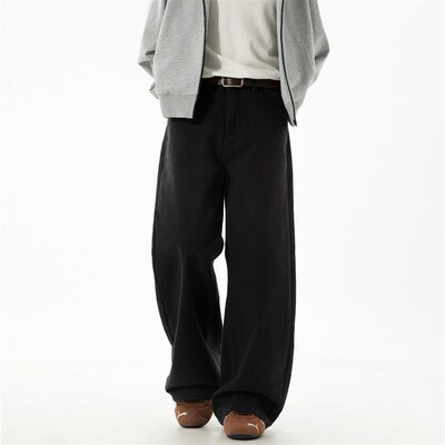 Twill Slightly Wide Loose Straight Casual Pants For Men With