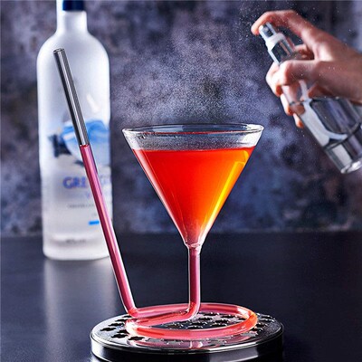 220ml Cocktail Glass Creative Screw Spiral Straw Molecule Wi