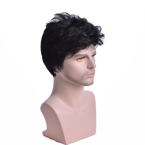 Wig Wig Mens Wig Chemical Fiber Wig Head Short Curly Mechan