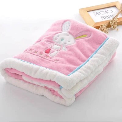 Baby Blankets Newborn Cartoon Embroidery Flannel Baby Blanke