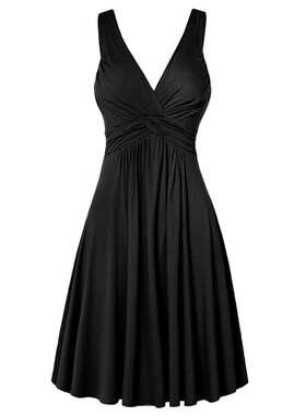 Plus Size Sling Pleated Slim Flare Skirt Dresses Women