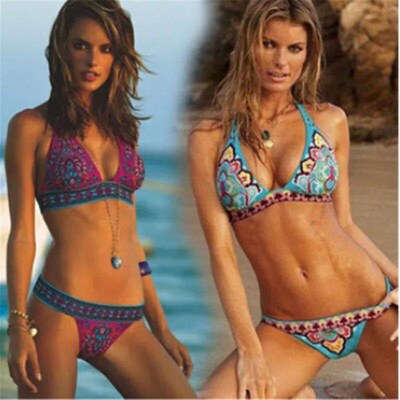 2018 Newest Womens Swimwear Bandage Floral Printed Bikini S