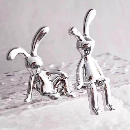 Nordic modern electroplated long-eared rabbit ornament, exud