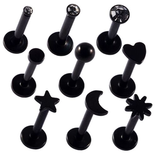 2PCS Surgical Steel Heart Ear Tragus Cartilage Piercing Mix
