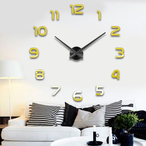 Fashion 3D big size wall clock mirror sticker DIY brief livi