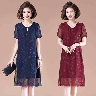 m summer dress, western style chiffon dress, mid-long middle