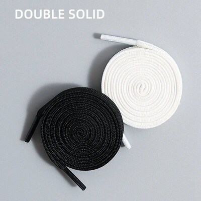 1 Pair Black White Shoe Lace Flat Double Woven Anti-lip Poly