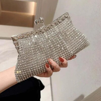 Luxury Rhinestone Evening Clutch Bag Dress Wedding Bride Han