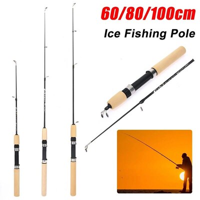 60/80/100cm Mini Telescopic Ice Fishing Rod Portable Carbon