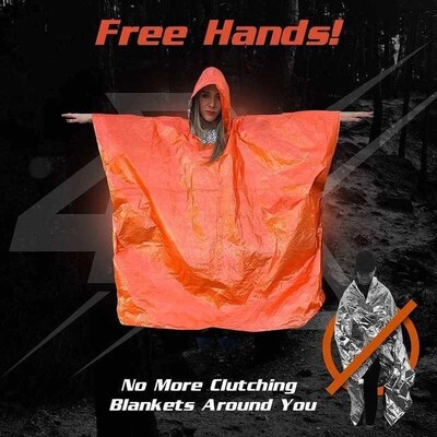 Outdoor Camping Emergency Raincoat Reflective First Aid Ponc