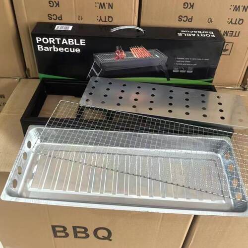 Household large BBQ grill, thickened barbecue grill, charcoa