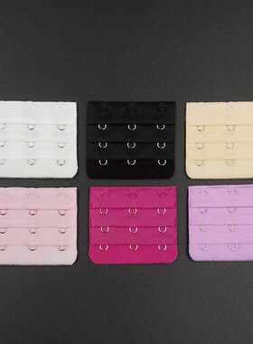 Three-row, three-hook extended bra extender with metal clasp