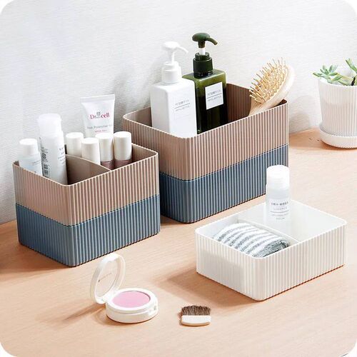 Stackable  Plastic Home Office Bathroom Storage Box Grid Des