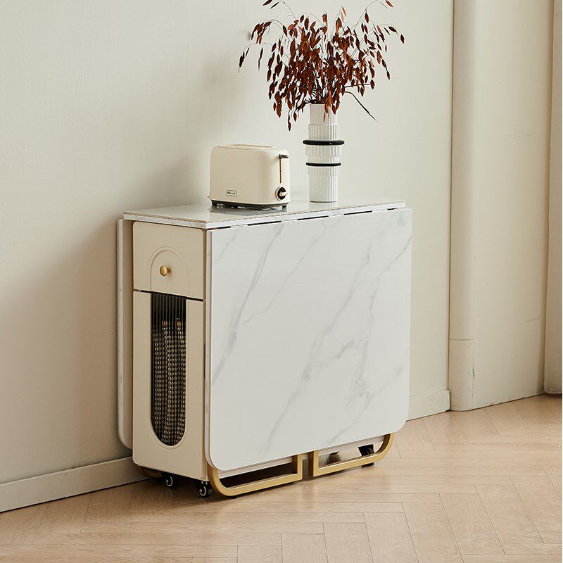 实木岩板折叠餐桌玻璃酒柜一体小户型家用可伸缩长方形吃饭折叠桌,住宅家具,岩板餐桌,淘宝优惠券,粉丝福利购,淘宝优惠卷