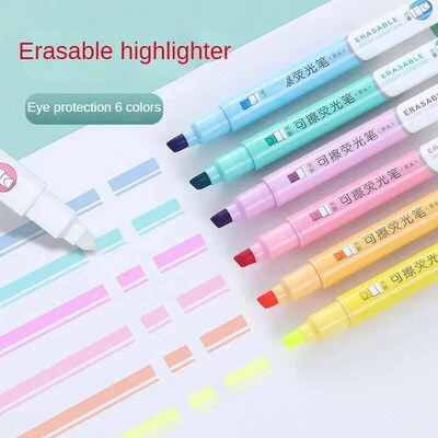 6pcs Erasable Highlighters Pastel Markers Dual Tip Fluoresce