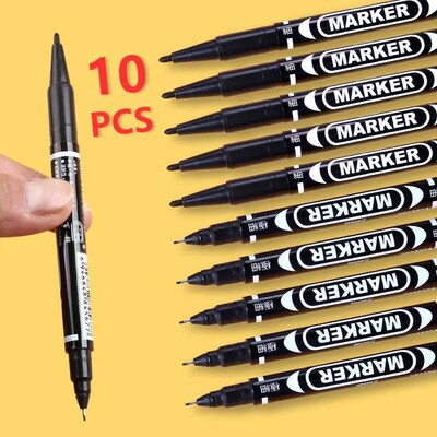10 PCS Permanent Markers Pens Manga Waterproof Double Sided