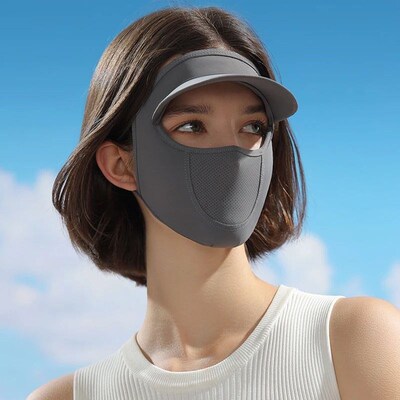 Summer Full Face Mask with Brim Sun Protection Breathable Wo