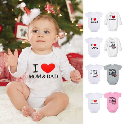 Summer Newborn Infant Baby Clothes I Love Mom & Dad Cute Tod