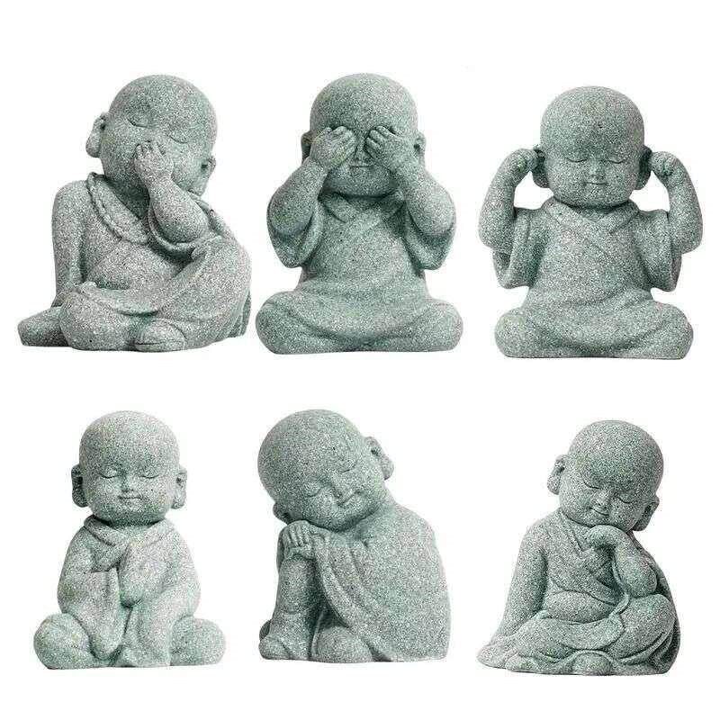 Little Monk Figurine Mini Monk Statue Cute Buddha Monk Statu图片
