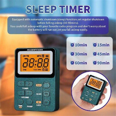 AM FM Mini Pocket Radio with LCD Screen 500mAh Portable