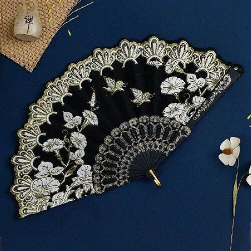 Ancient Style Lace Folding Fan Portable Chinese Dance